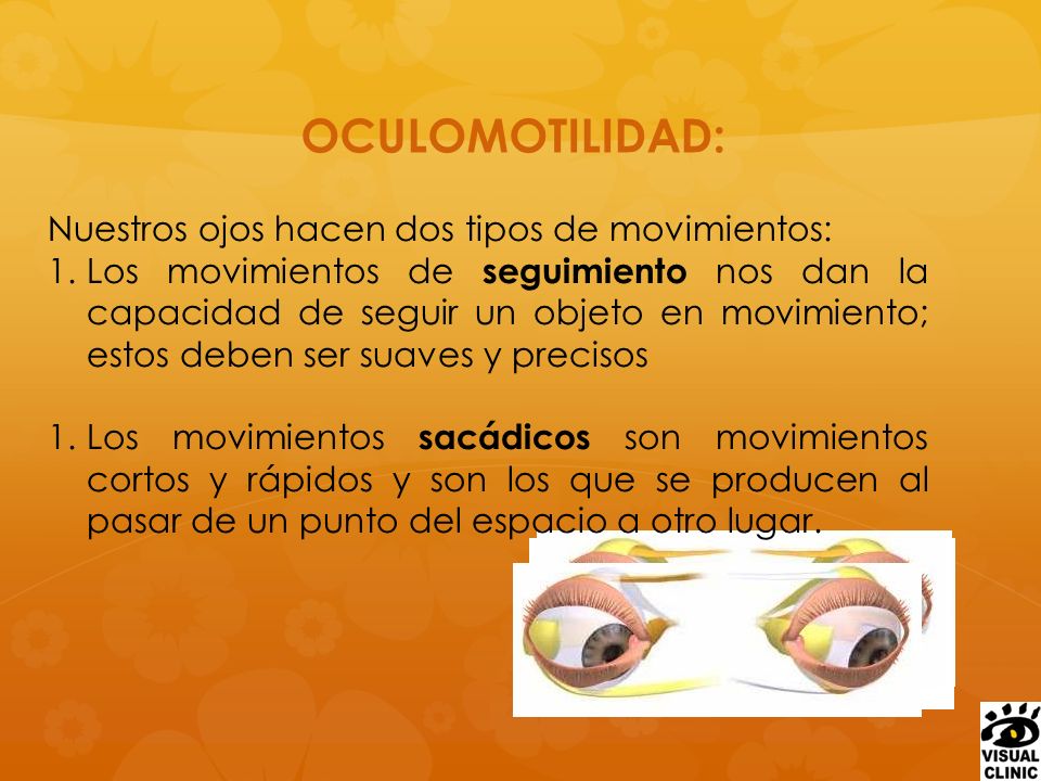 OCULOMOTILIDAD: Nuestros ojos hacen dos tipos de movimientos: