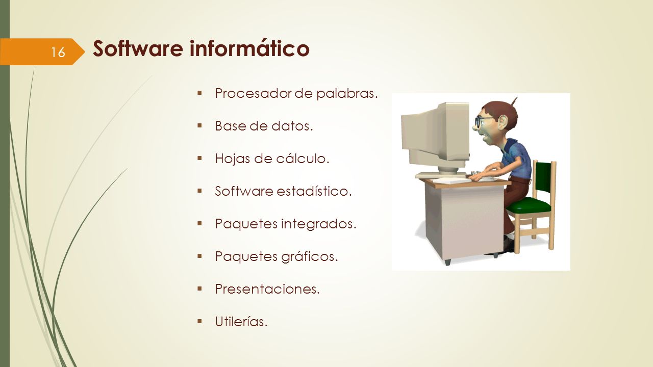Software informático Procesador de palabras. Base de datos.