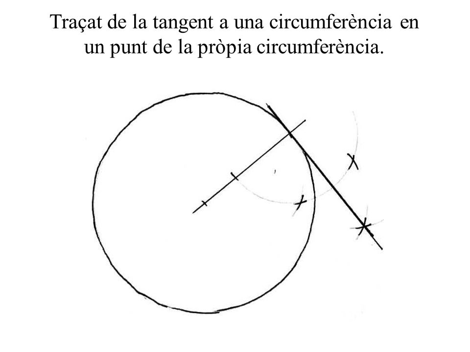 Traçat de la tangent a una circumferència en un punt de la pròpia circumferència.