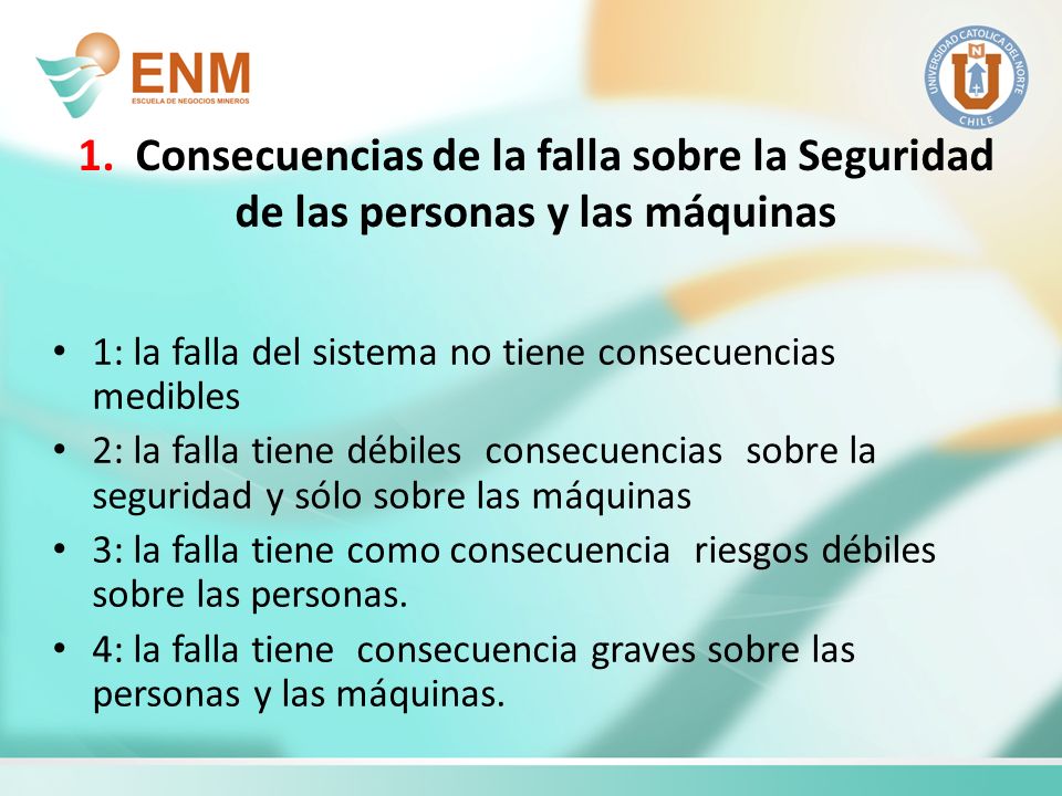 1. Consecuencias de la falla sobre la Seguridad de las personas y las máquinas