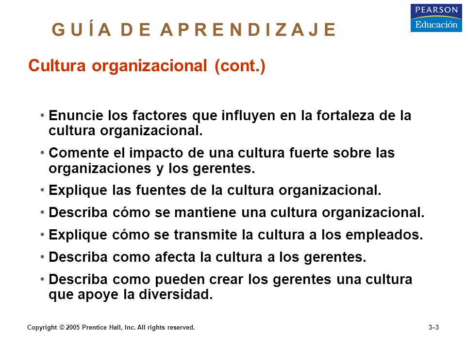 G U Í A D E A P R E N D I Z A J E Cultura organizacional (cont.)