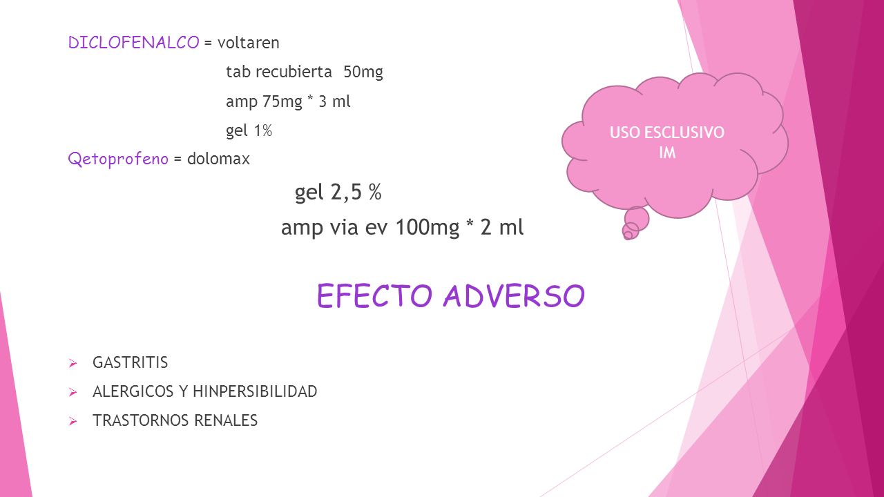EFECTO ADVERSO gel 2,5 % amp via ev 100mg * 2 ml