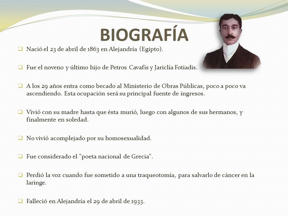 BIOGRAFÍA Nació el 23 de abril de 1863 en Alejandría (Egipto).
