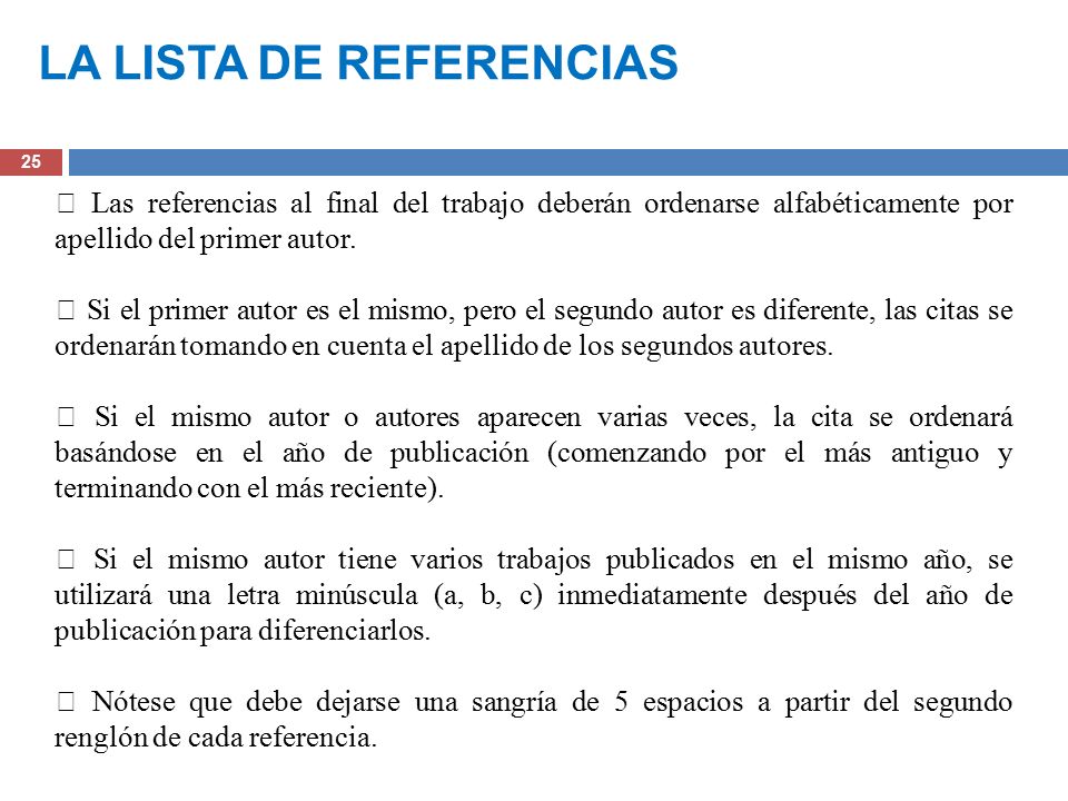 LA LISTA DE REFERENCIAS