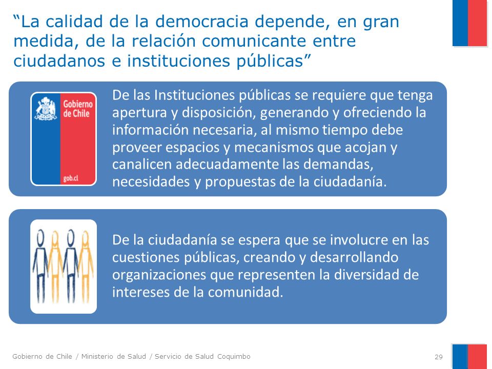La calidad de la democracia depende, en gran medida, de la relación comunicante entre ciudadanos e instituciones públicas
