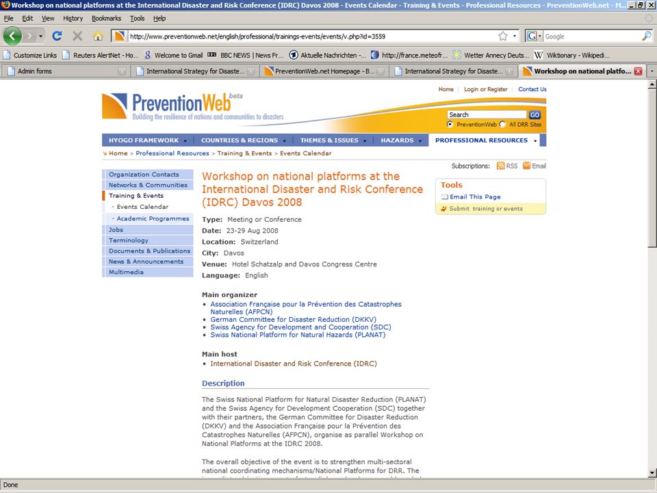 Use PW to promote and inform on their DRR and NP activities