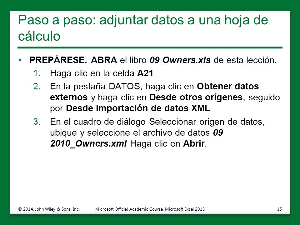 Paso a paso: adjuntar datos a una hoja de cálculo