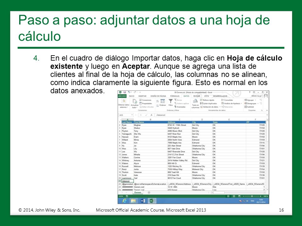 Paso a paso: adjuntar datos a una hoja de cálculo