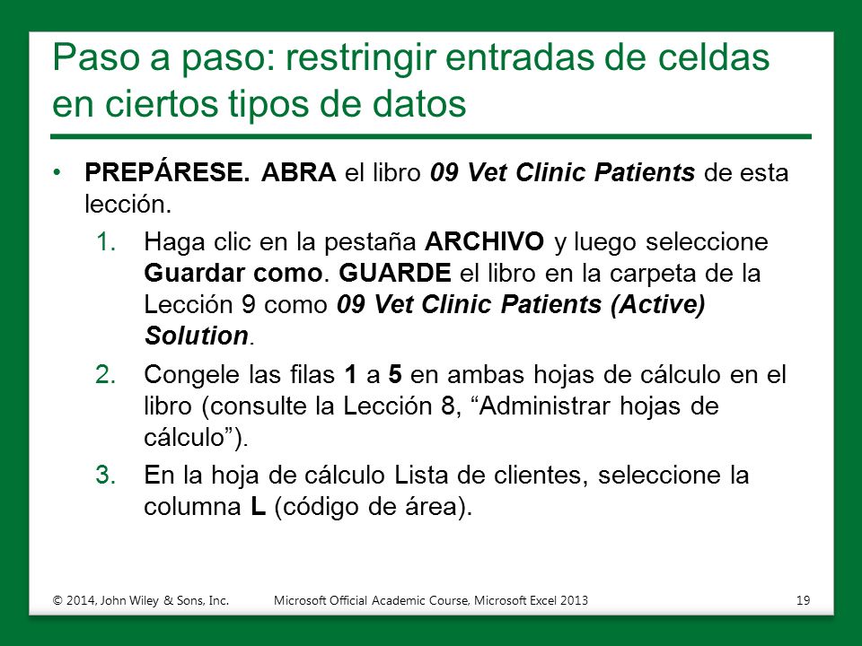 Paso a paso: restringir entradas de celdas en ciertos tipos de datos
