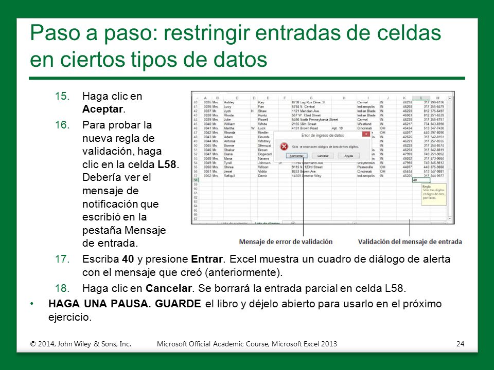 Paso a paso: restringir entradas de celdas en ciertos tipos de datos