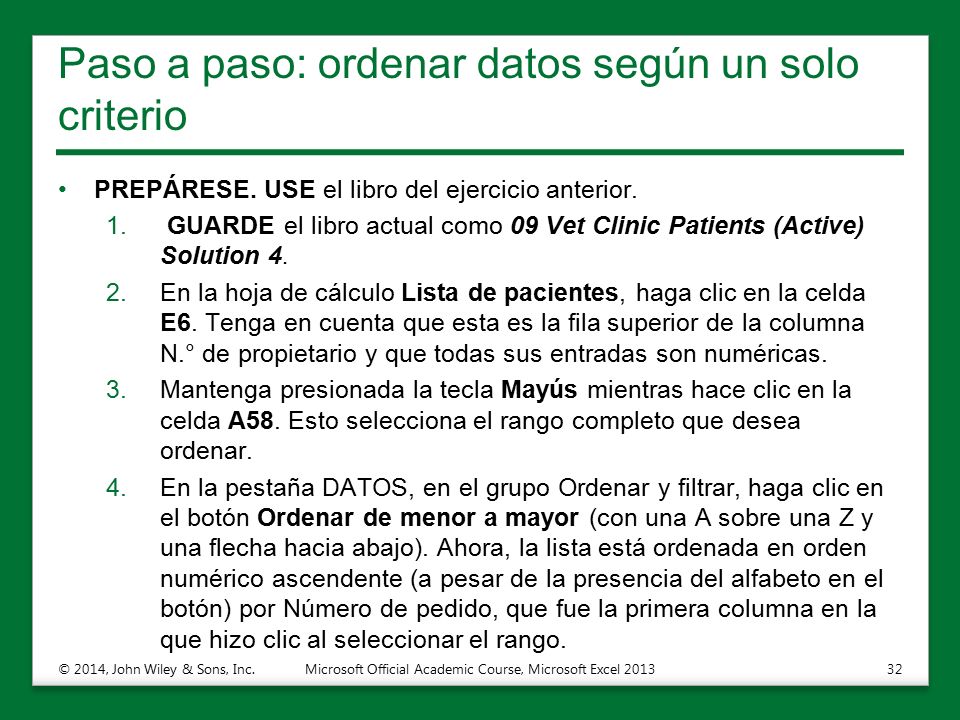 Paso a paso: ordenar datos según un solo criterio