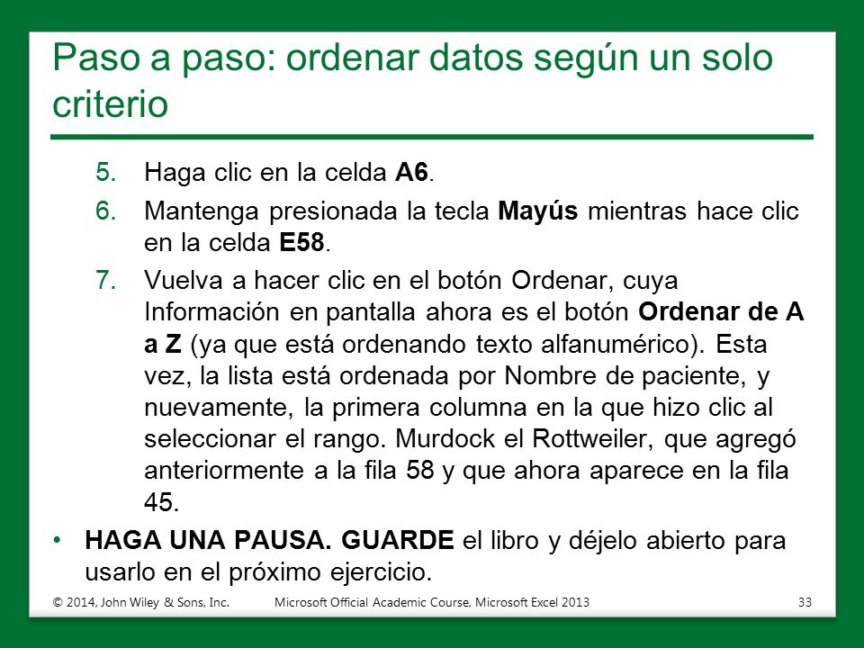 Paso a paso: ordenar datos según un solo criterio