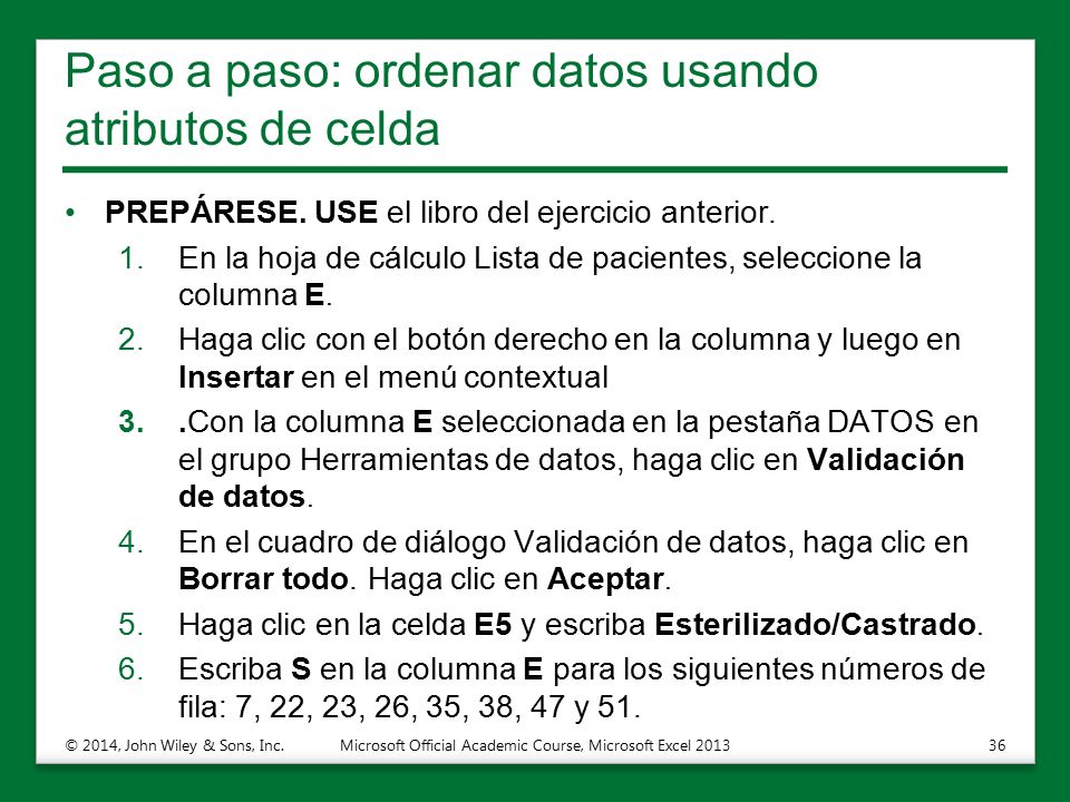 Paso a paso: ordenar datos usando atributos de celda