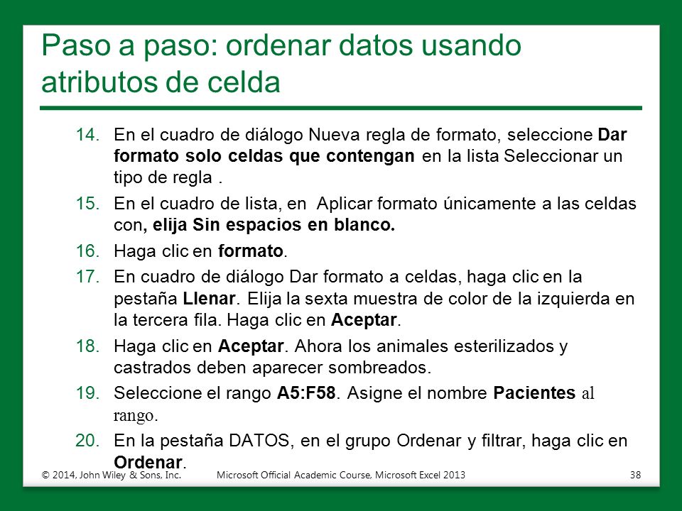 Paso a paso: ordenar datos usando atributos de celda