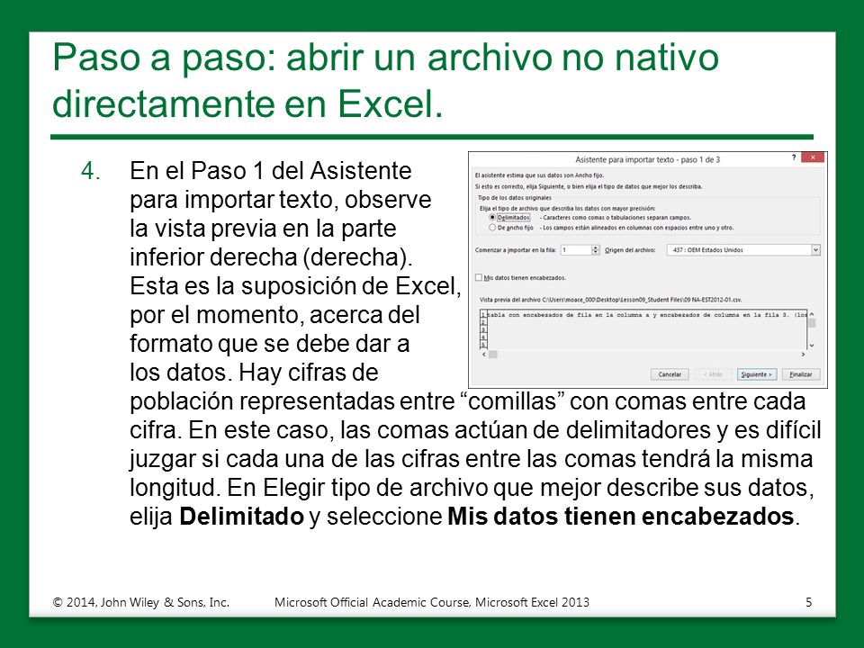 Paso a paso: abrir un archivo no nativo directamente en Excel.