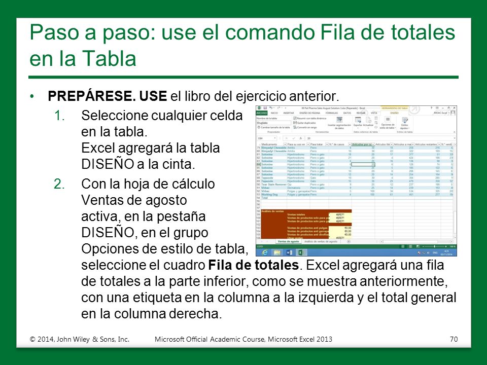 Paso a paso: use el comando Fila de totales en la Tabla
