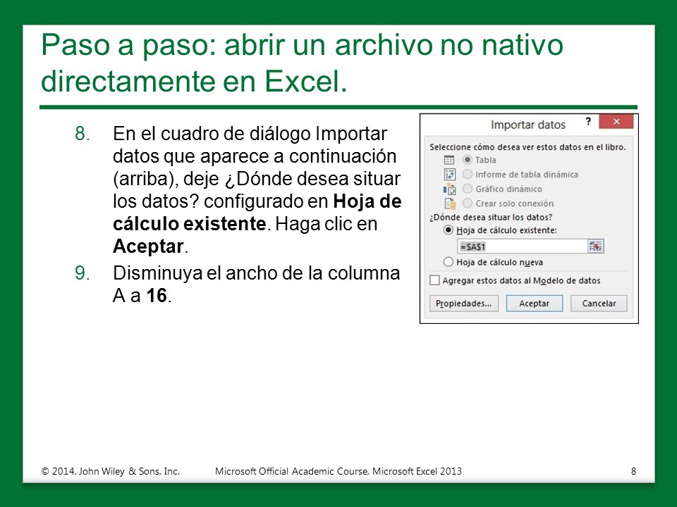 Paso a paso: abrir un archivo no nativo directamente en Excel.