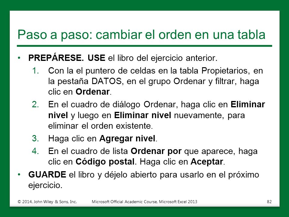 Paso a paso: cambiar el orden en una tabla