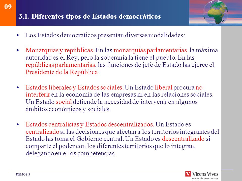 3.1. Diferentes tipos de Estados democráticos