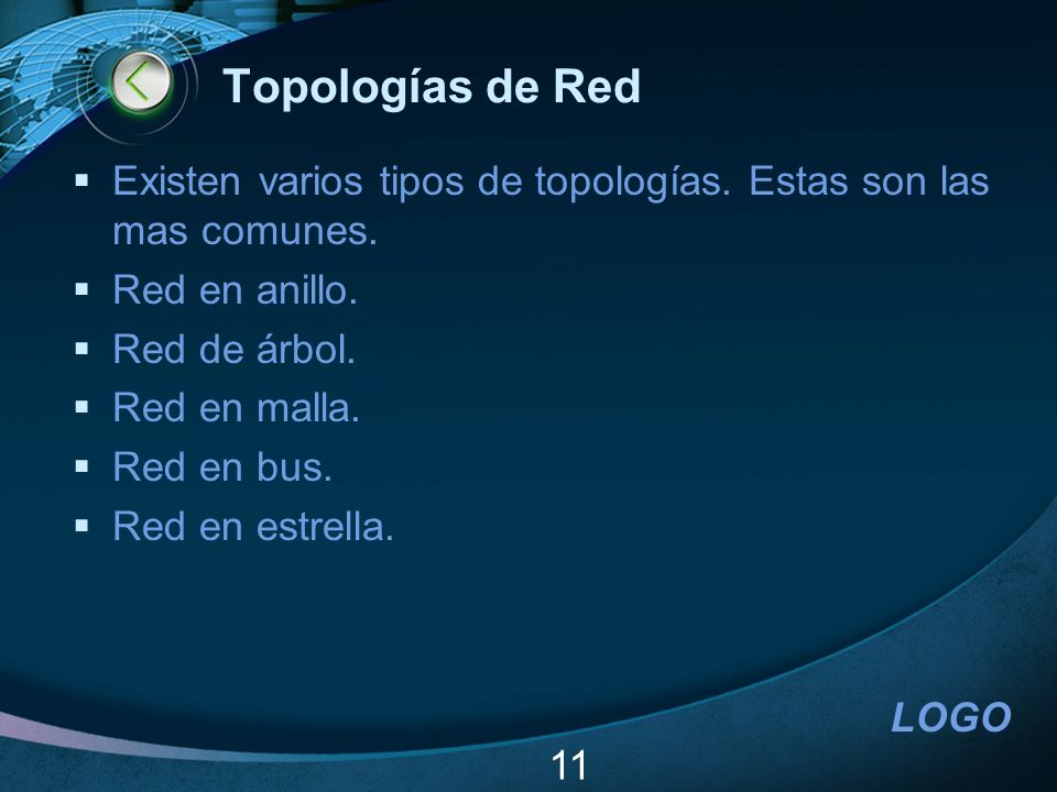 Topologías de Red Existen varios tipos de topologías. Estas son las mas comunes. Red en anillo. Red de árbol.