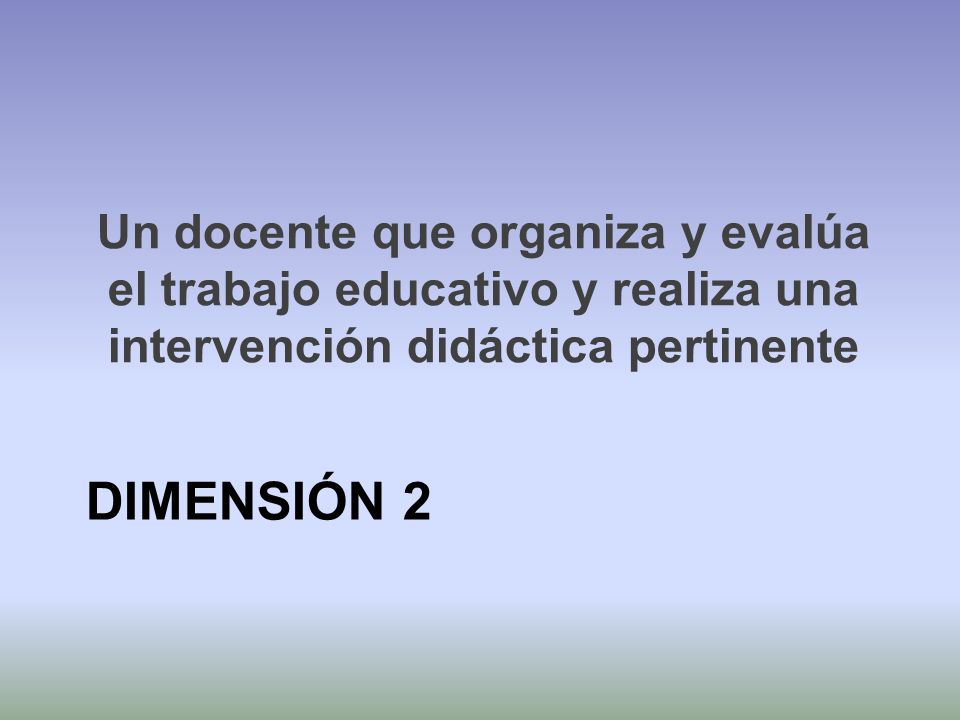 Un docente que organiza y evalúa el trabajo educativo y realiza una intervención didáctica pertinente