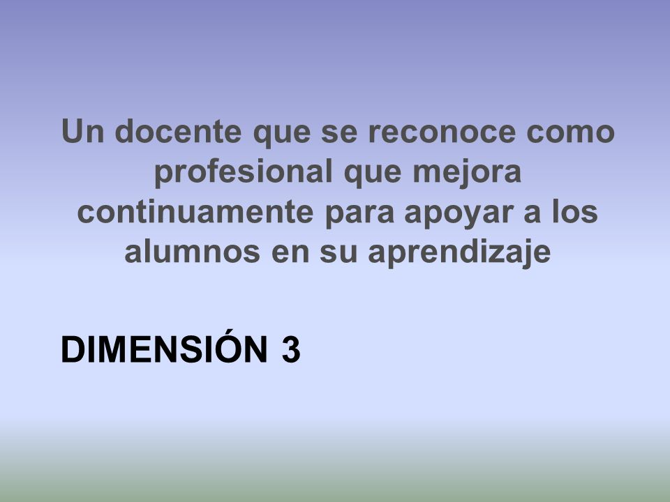 Un docente que se reconoce como profesional que mejora continuamente para apoyar a los alumnos en su aprendizaje