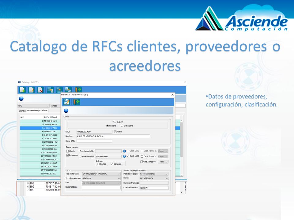 Catalogo de RFCs clientes, proveedores o acreedores