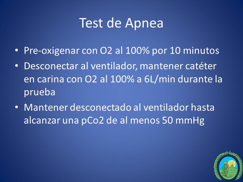 Test de Apnea Pre-oxigenar con O2 al 100% por 10 minutos