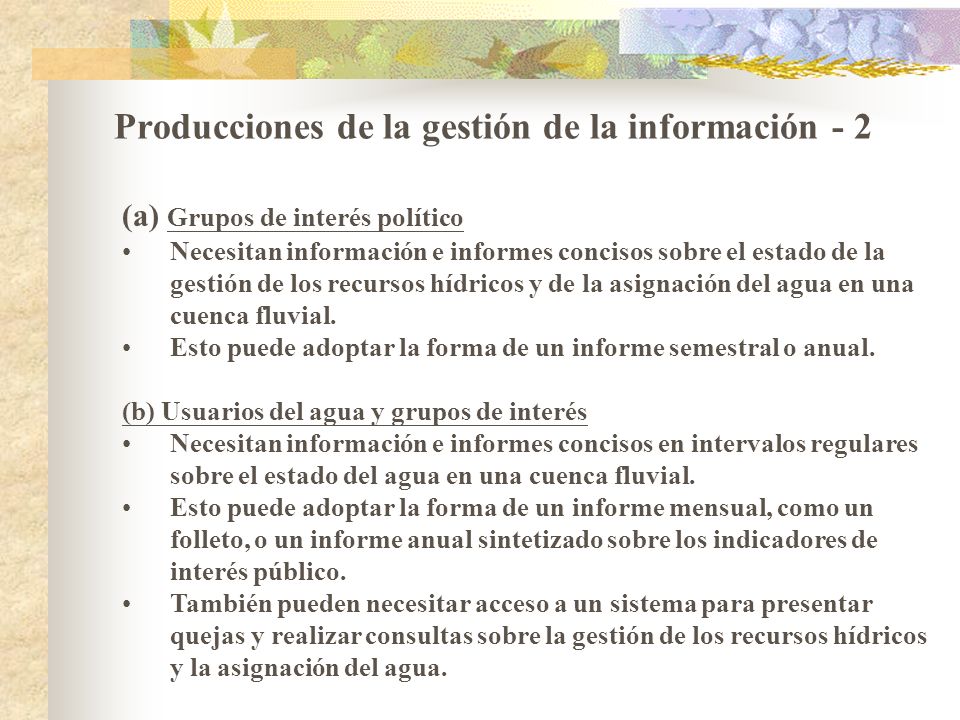 Producciones de la gestión de la información - 2