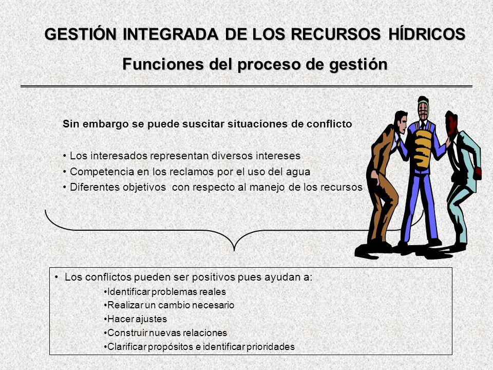 GESTIÓN INTEGRADA DE LOS RECURSOS HÍDRICOS Funciones del proceso de gestión