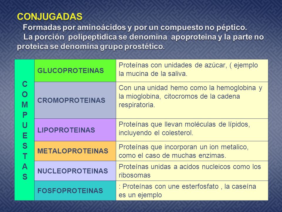 CONJUGADAS Formadas por aminoácidos y por un compuesto no péptico