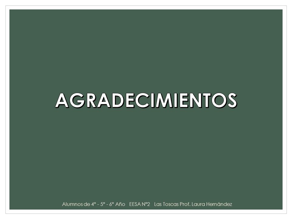 Alumnos de 4° - 5° - 6° Año EESA N°2 Las Toscas Prof. Laura Hernández
