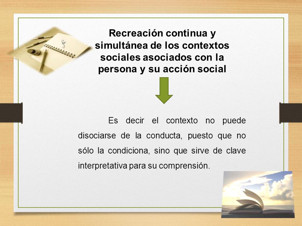 Recreación continua y simultánea de los contextos sociales asociados con la persona y su acción social