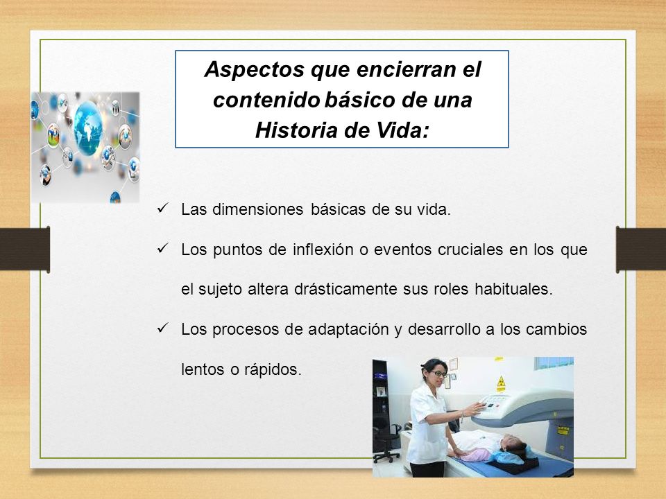 Aspectos que encierran el contenido básico de una Historia de Vida: