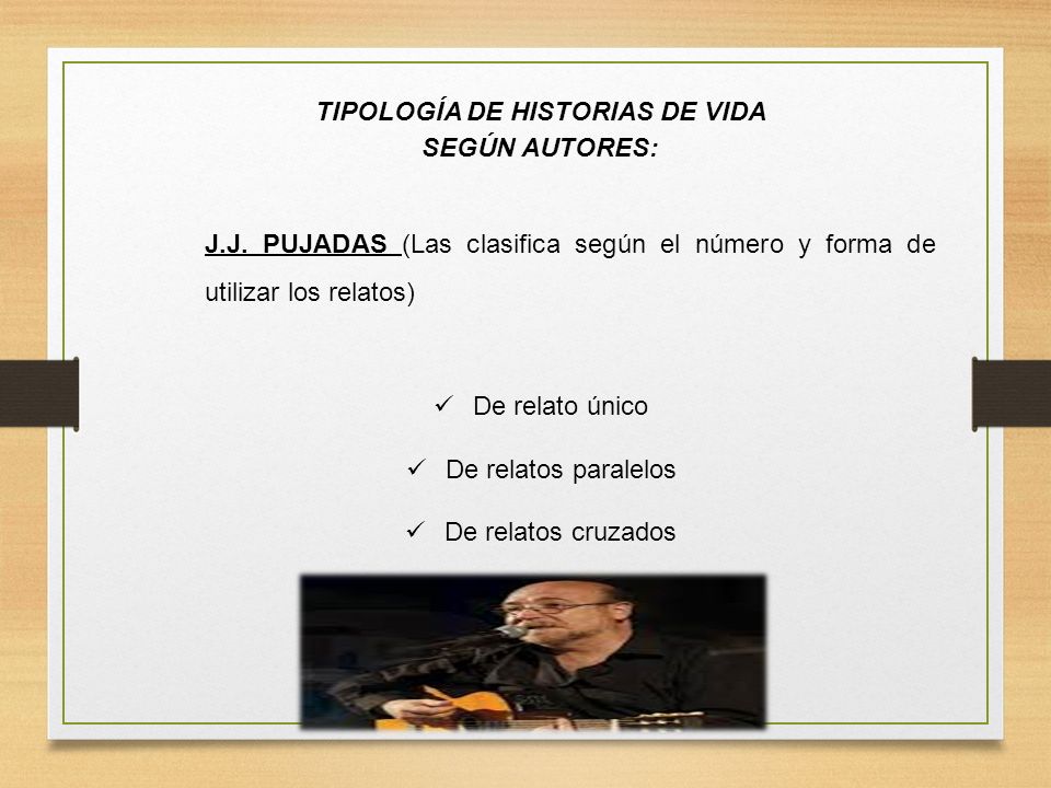 TIPOLOGÍA DE HISTORIAS DE VIDA SEGÚN AUTORES: