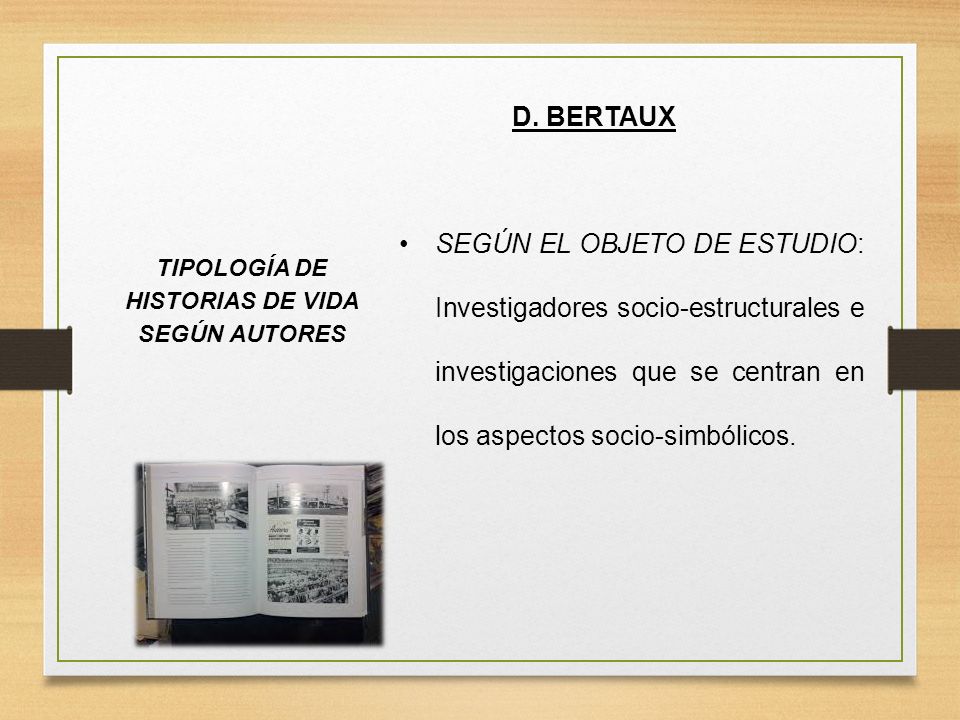 TIPOLOGÍA DE HISTORIAS DE VIDA SEGÚN AUTORES
