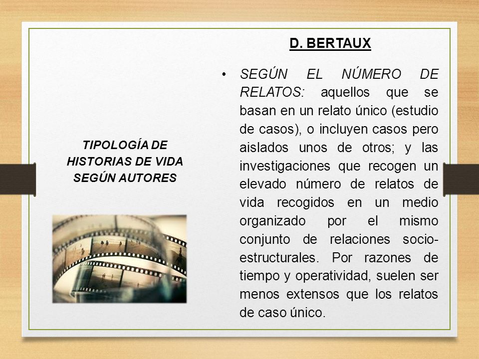 TIPOLOGÍA DE HISTORIAS DE VIDA SEGÚN AUTORES