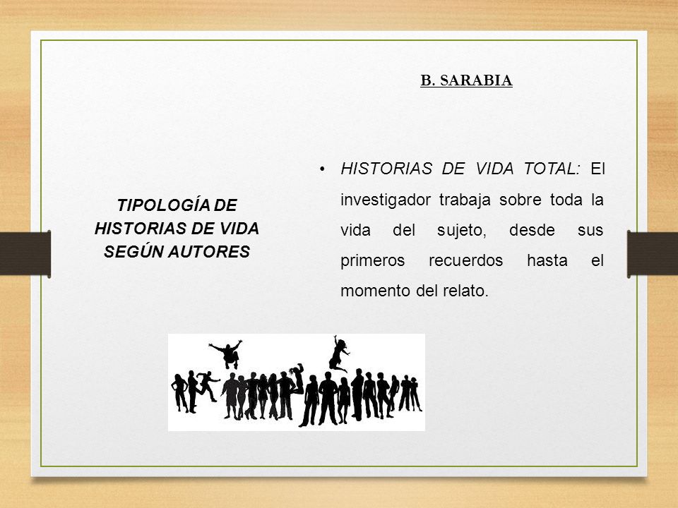TIPOLOGÍA DE HISTORIAS DE VIDA SEGÚN AUTORES