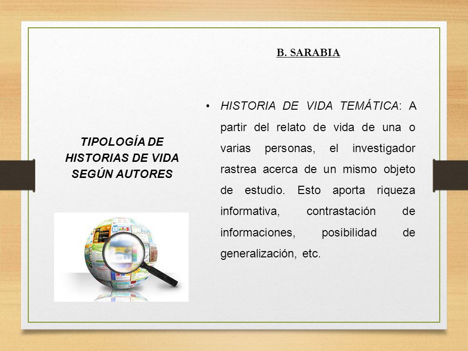 TIPOLOGÍA DE HISTORIAS DE VIDA SEGÚN AUTORES